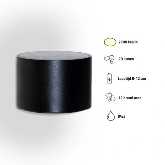 Solar LED wandlamp up downlight Emme rond - Voordeelset van 2 stuks