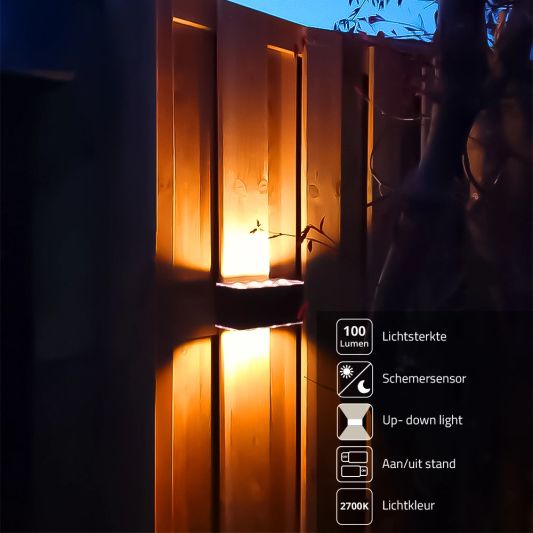 Solar LED wandlamp up downlight Olaf - voordeelset van 2