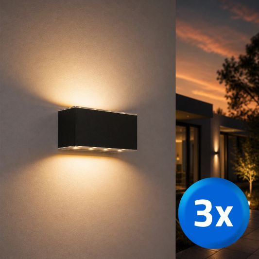 Solar LED wandlamp up downlight Olaf - voordeelset van 3