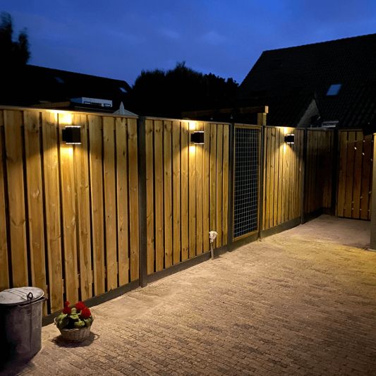 Solar LED wandlamp up downlight Sverre recht - Voordeelset van 2 stuks