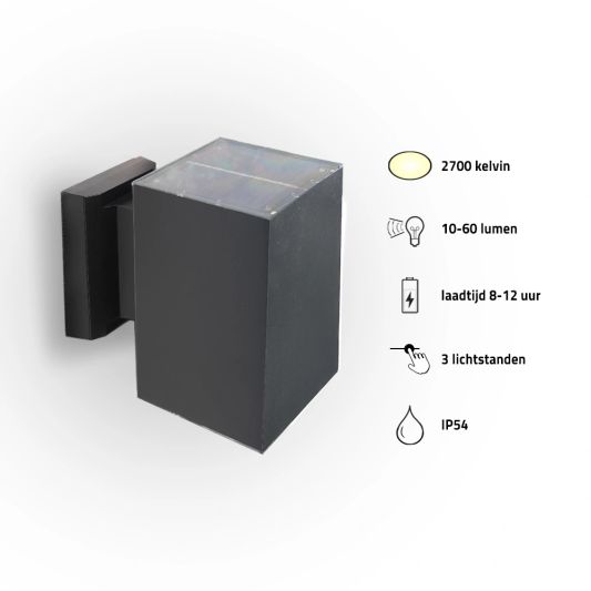 Solar LED wandlamp up downlight Sverre recht - Voordeelset van 2 stuks