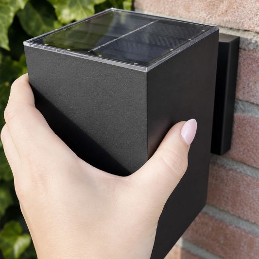 Solar LED wandlamp up downlight Sverre recht - XL versie - extra groot - set van 2