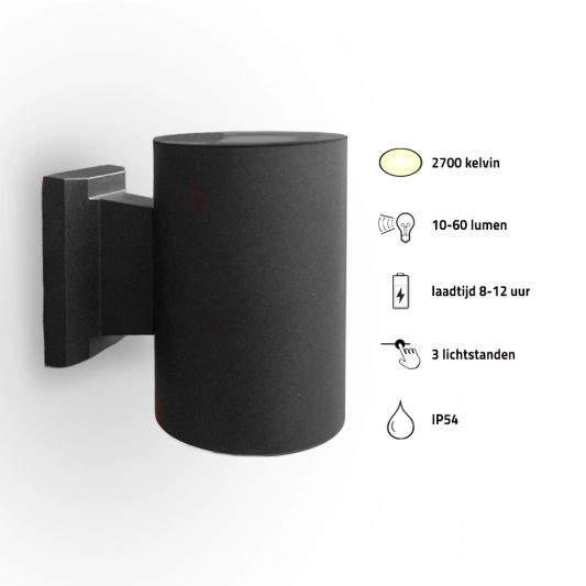 Solar LED wandlamp up downlight Sverre rond - Voordeelset van 2 stuks