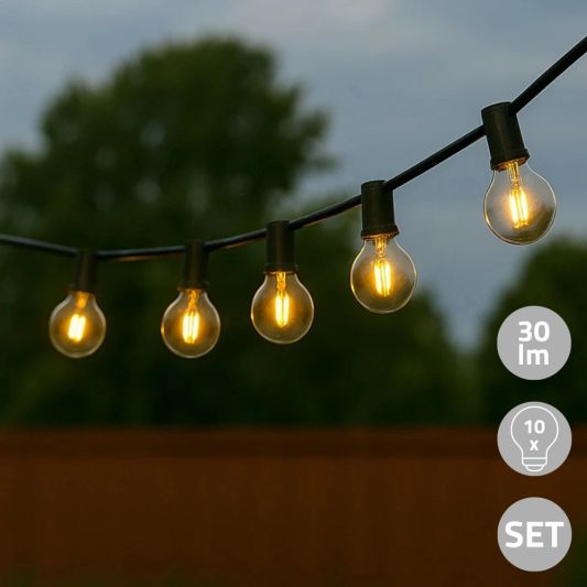 Solar lichtslinger Chain met 10 led filament lampen
