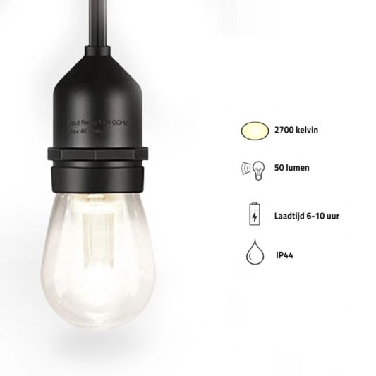 Solar lichtslinger Chain met 15 led filament lampen