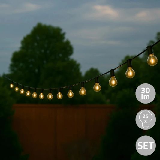 Solar lichtslinger Chain met 25 led filament lampen