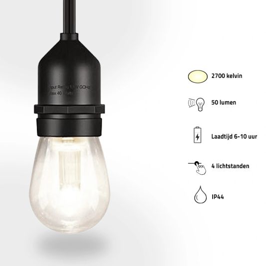 Solar lichtslinger Chain met 30 warm witte led filament lampen