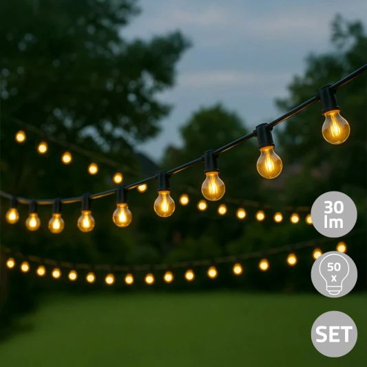 Solar lichtslinger Chain met 50 led filament lampen
