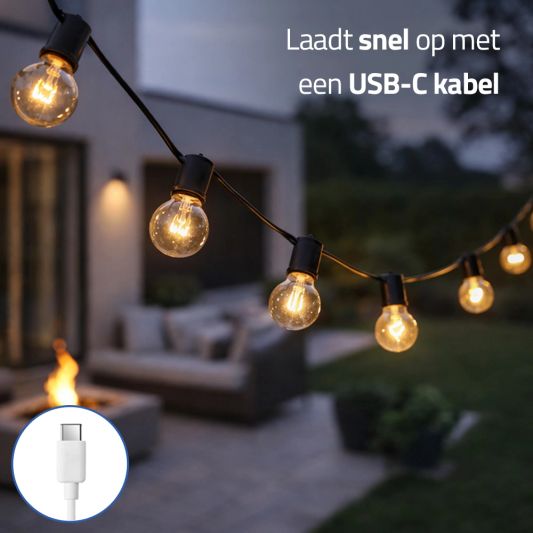 Solar lichtslinger Chain | Met 50 warm witte led filament lampen