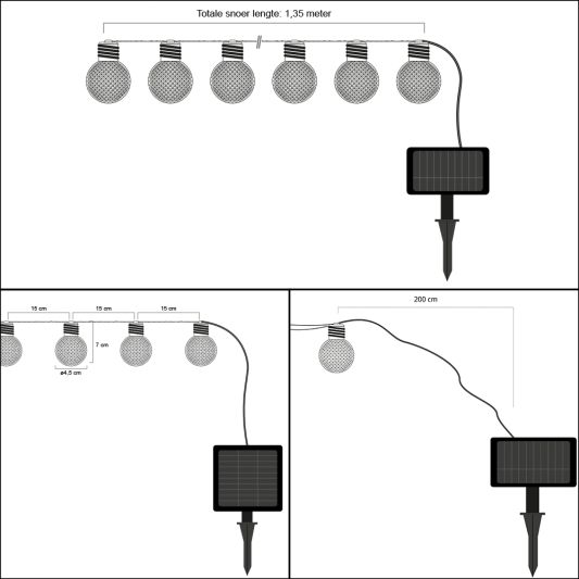 Solar lichtslinger Diamond met 10 warm witte led lampen