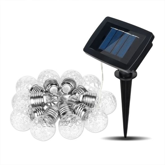 Solar lichtslinger Diamond met 20 warm witte led lampen