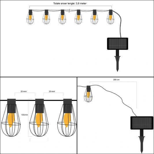 Solar lichtslinger Freya met 10 warm witte led lampen