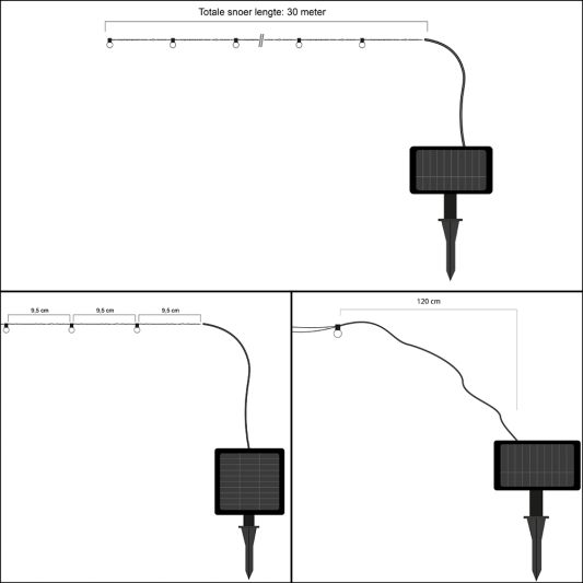 Solar lichtsnoer Twinkle met 300 leds in koperdraad