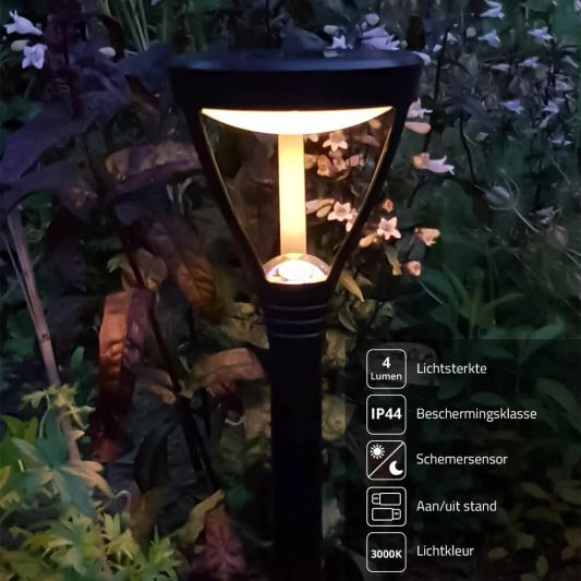 Solar priklamp Birdie zwart met warm wit licht