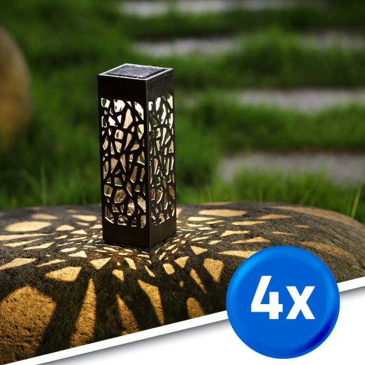 Solar priklamp Bogey met warm wit licht voordeelset van 4