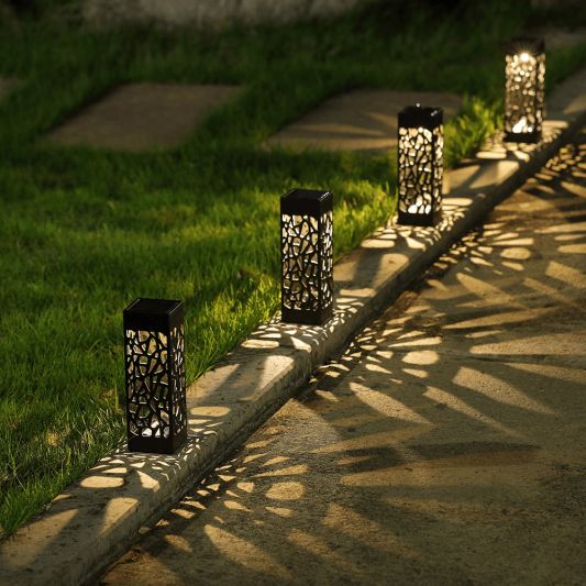 Solar priklamp Bogey met warm wit licht voordeelset van 4