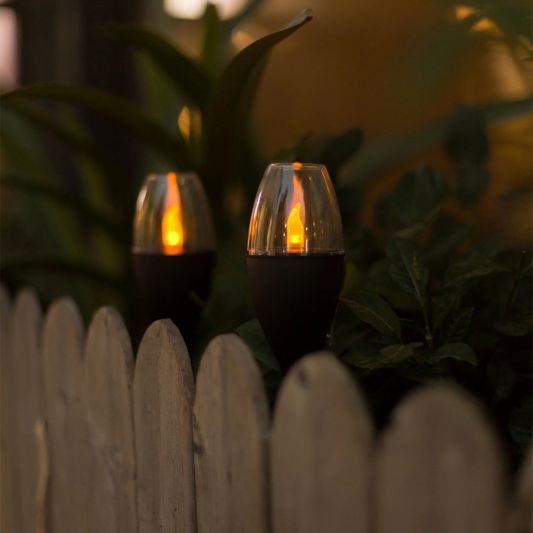 Solar priklamp Chandelle op zonne-energie - Decoratieve solarlamp met kaarslicht - Set van 2