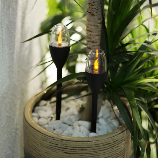 Solar priklamp Chandelle op zonne-energie - Decoratieve solarlamp met kaarslicht - Set van 4