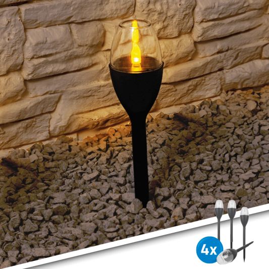 Solar priklamp Chandelle op zonne-energie - Decoratieve solarlamp met kaarslicht - Set van 4