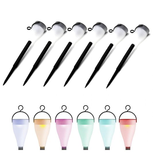 Solar priklamp en hanglamp Zwart multicolor RGB op zonne energie 6 stuks