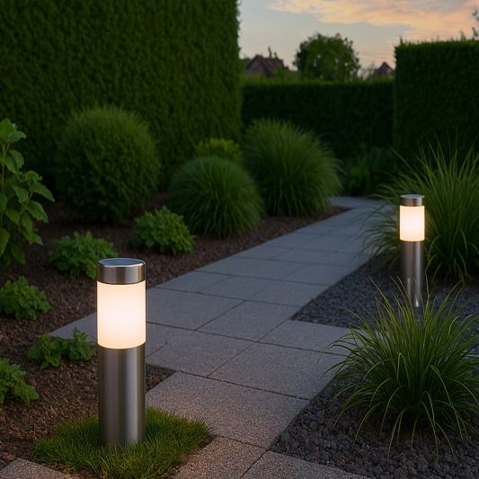 Solar priklamp Lucifer RVS padverlichting op zonne-energie (2 stuks)