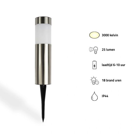 Solar priklamp Lucifer RVS padverlichting op zonne-energie (2 stuks)