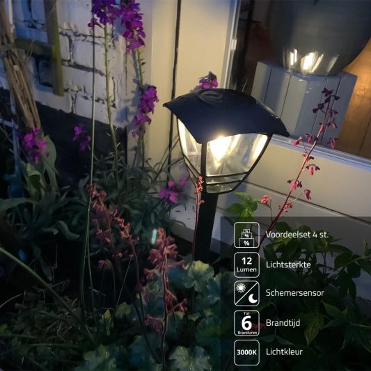 Solar priklamp Prickle met warm wit licht voordeelset van 4
