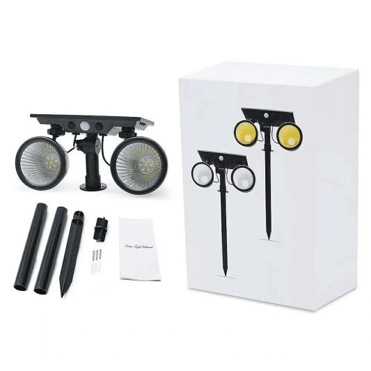 Solar priklamp Vision met twee spots en 5 lichtstanden