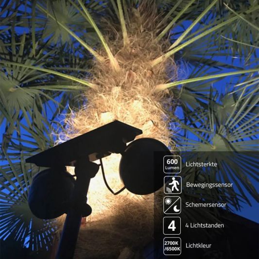 Solar priklamp Vision met twee spots en 5 lichtstanden