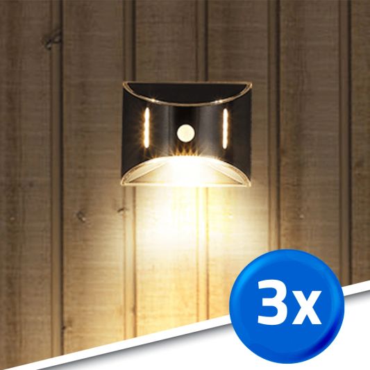 Solar RVS buitenlamp Glare met bewegingssensor - Voordeelset van 3