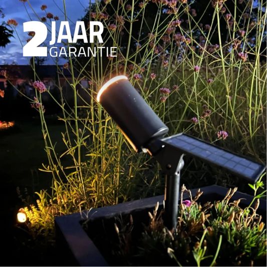 Solar spot Accent voordeelset met grondspies RVS warm wit