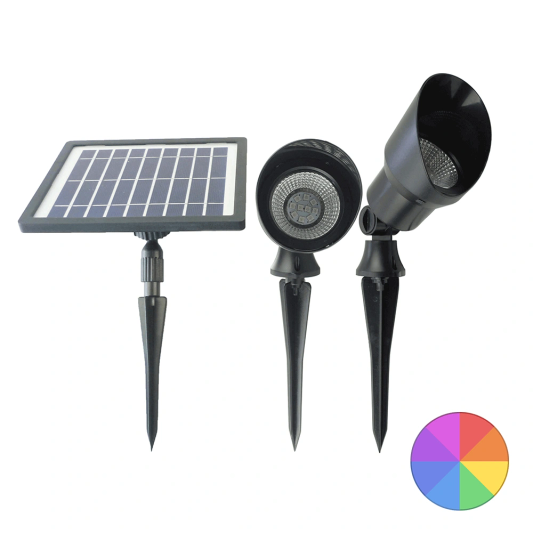 Solar RGB wandspot Heads complete set met twee spots en los solarpaneel