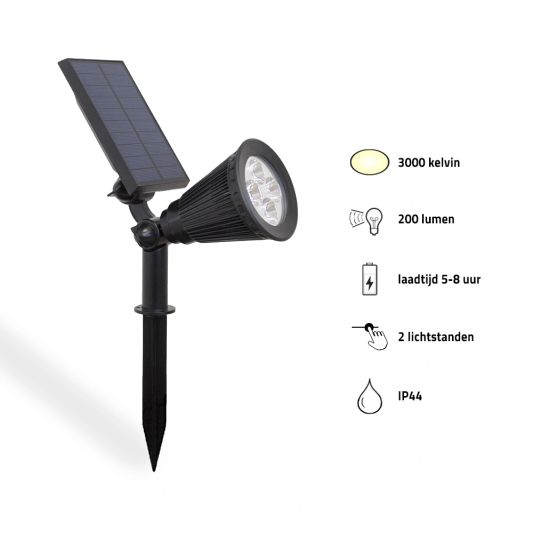 Solar spot Highlight voor wandmontage of grondspies - buitenlamp op zonne energie