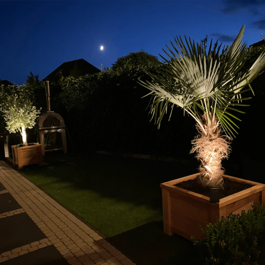 Solar spot Highlight voor wandmontage of grondspies warm wit voordeelset 4