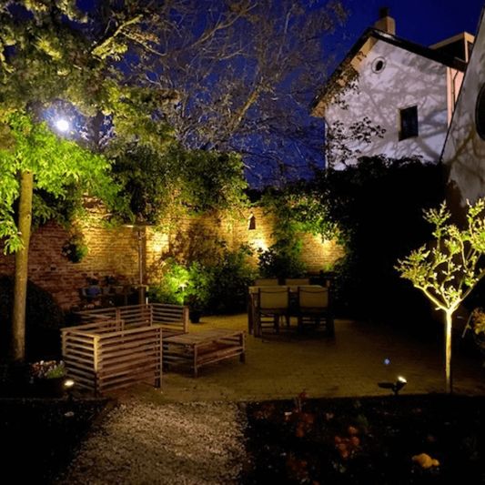 Solar spot Highlight voor wandmontage of grondspies warm wit voordeelset 3