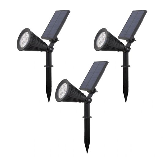 Solar spot Highlight voor wandmontage of grondspies warm wit voordeelset 3