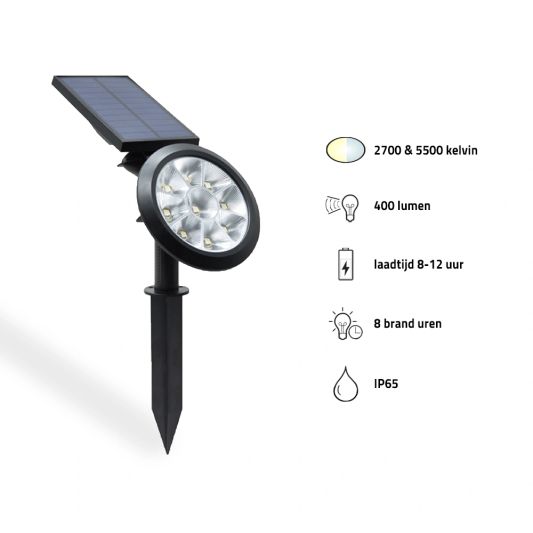 Solar spot Sunny Dual White tuinspot met grondspies