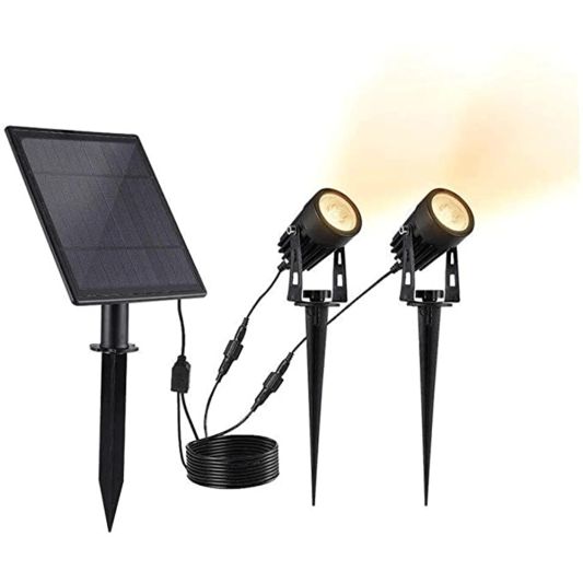 Solar spot Twins met twee spots en los solarpaneel