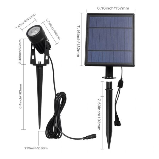 Solar spot Twins met twee spots en los solarpaneel