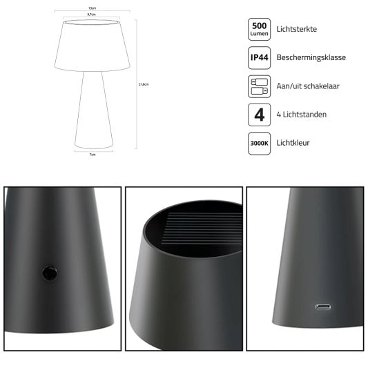 Solar tafellamp Ceres op zonne energie