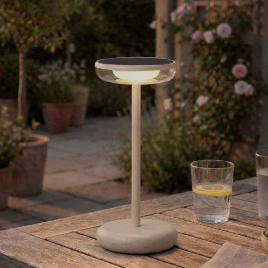 Solar tafellamp Vita - touch dimbaar in warm wit - Zandkleur