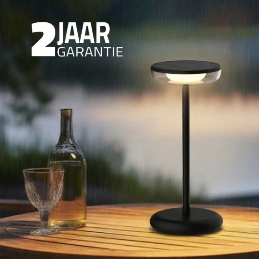 Solar tafellamp Vita - touch dimbaar in warm wit - Zwart