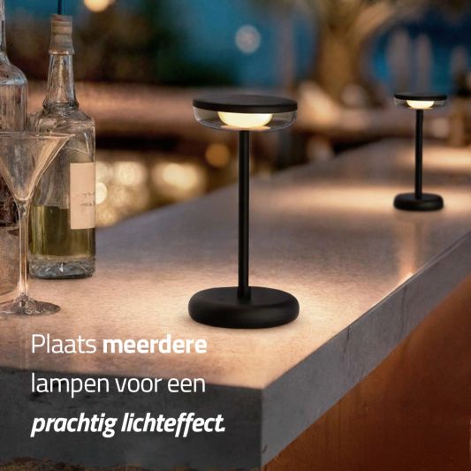 Solar tafellamp Vita - touch dimbaar in warm wit - Zwart