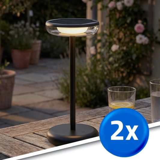 Solar tafellamp Vita - Zwart - Voordeelset van 2