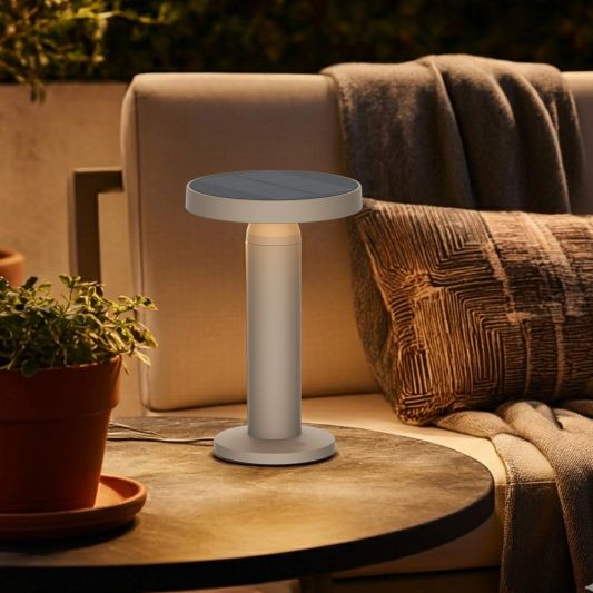 Solar tafellamp VIVRO - touch dimbaar - warm wit - Zandkleur
