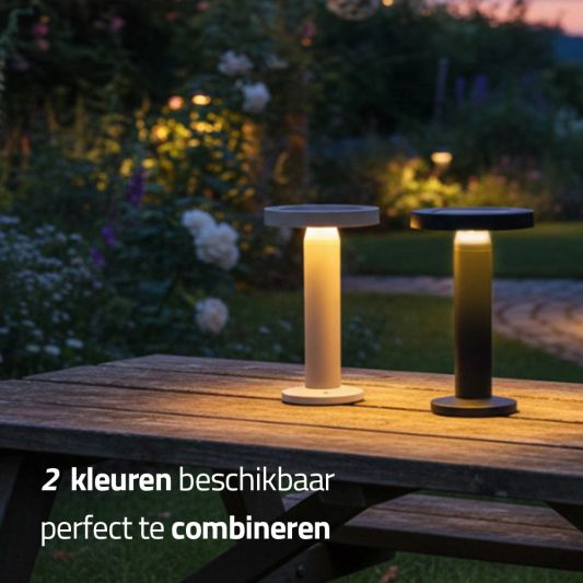 Tafellamp oplaadbaar VIVRO - USB-C - Touch dimbaar - Op zonne-energie - Warm wit - Zwart