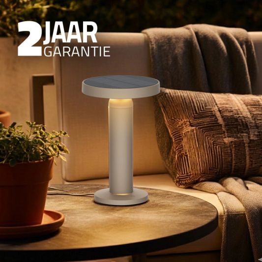 Tafellamp oplaadbaar VIVRO - USB-C - Touch dimbaar - Op zonne-energie - Warm wit - Zandkleur - Set van 2