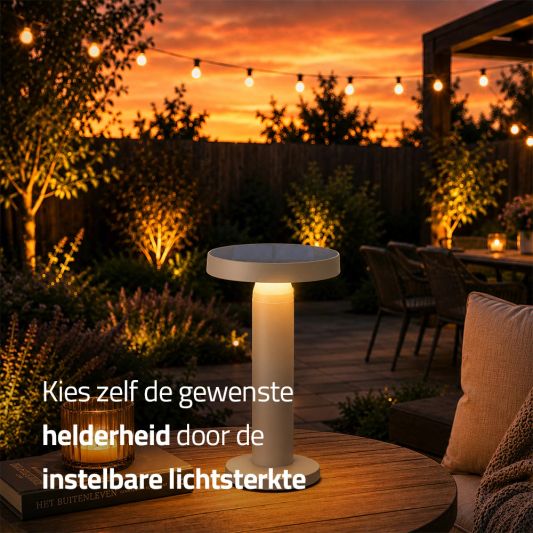 Tafellamp oplaadbaar VIVRO - USB-C - Touch dimbaar - Op zonne-energie - Warm wit - Zandkleur - Set van 2