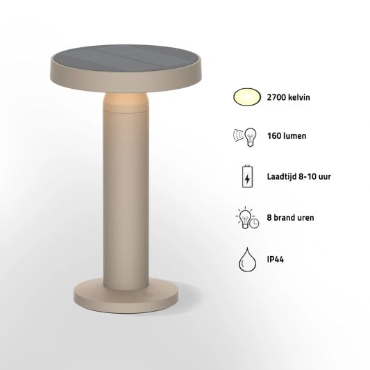 Solar tafellamp Vivro - Zandkleur - Voordeelset van 2
