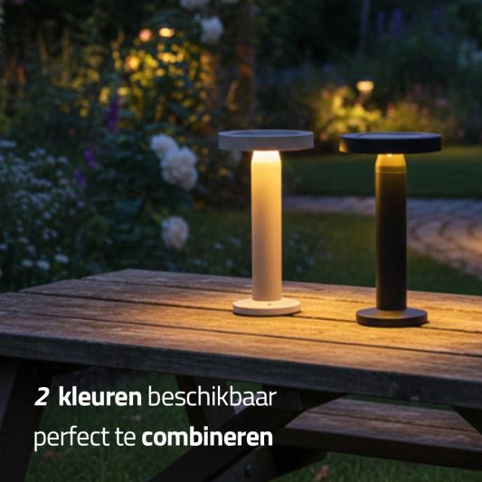 Solar tafellamp Vivro - Zandkleur - Voordeelset van 2